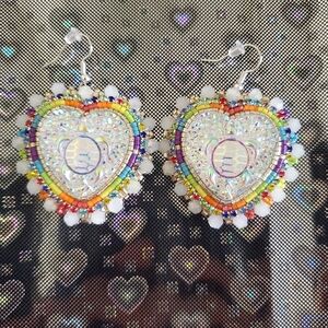 Colorful Heart Beaded Earrings